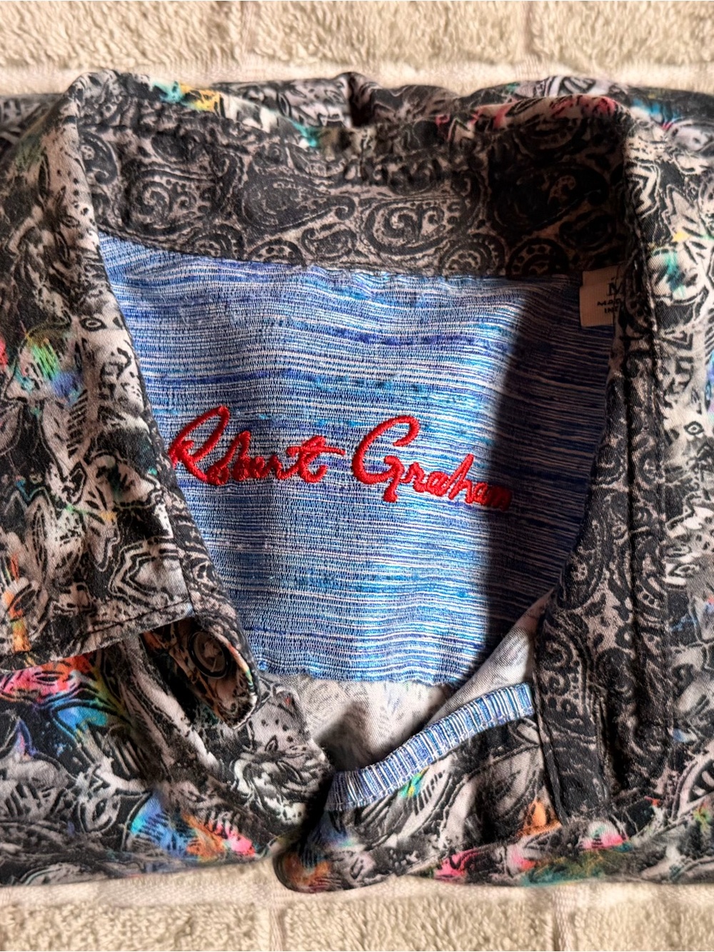 Robert Graham Black Paisley Button-Down Shirt with Multicolor Accents